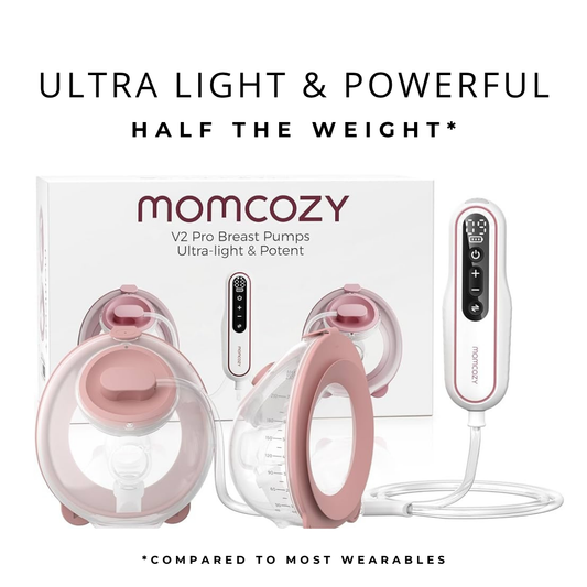 مضخة الثدي المزدوجة القابلة للارتداء Momcozy V2 Pro، بمواصفات المستشفيات، خفيفة الوزن للغاية وقوية الأداء.