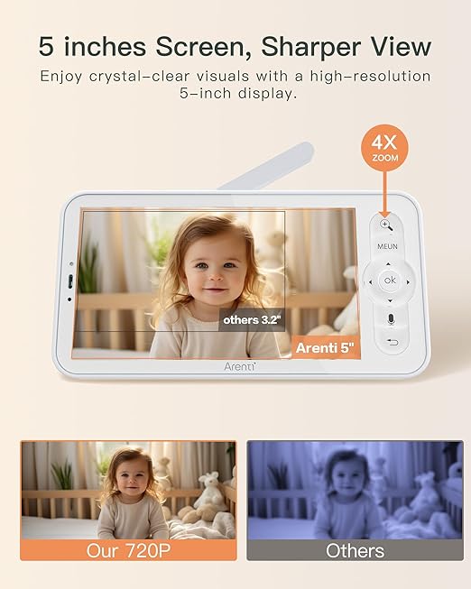 ARENTI B2Kit Baby Monitor with Camera & Audio, 5" Display, 1080P Smart Baby Monitor