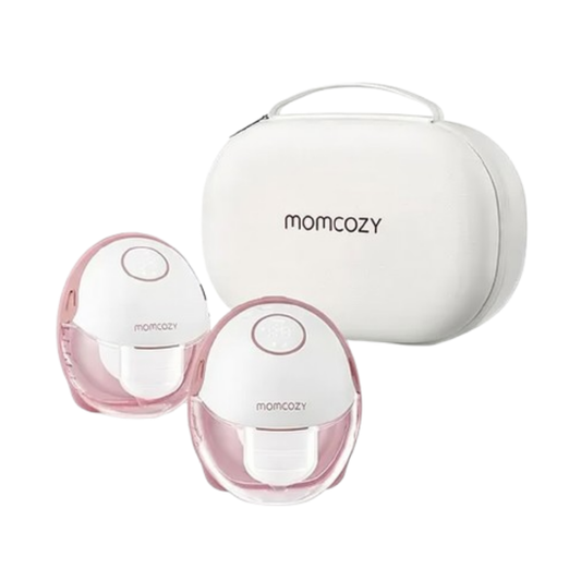 مضخة الثدي Momcozy M6 المزدوجة القابلة للارتداء، بتصميم متنقل، لون عنابي، بدون استخدام اليدين