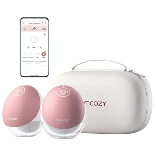 مضخة الثدي Momcozy M9 مزدوجة التدفق بدون استخدام اليدين، لون عنابي
