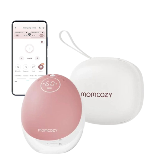 مضخة الثدي Momcozy M9 أحادية التدفق المحمولة بدون استخدام اليدين، لون عنابي