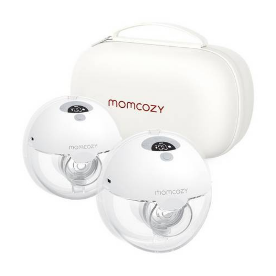 مضخة الثدي Momcozy All-in-One M5 المزدوجة القابلة للارتداء بدون استخدام اليدين، 3 أوضاع، 9 مستويات، رمادي