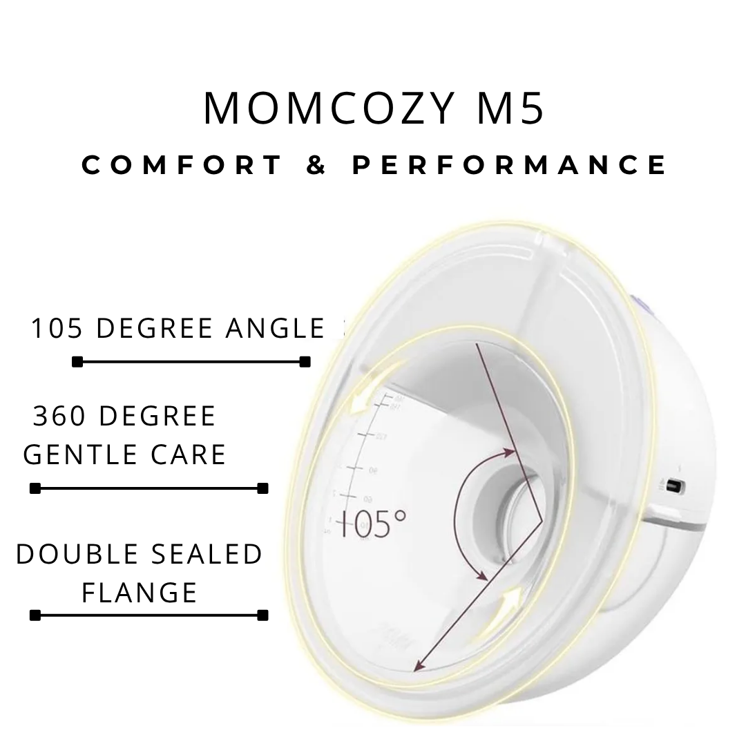 مضخة الثدي Momcozy All-in-One M5 المزدوجة القابلة للارتداء بدون استخدام اليدين، 3 أوضاع، 9 مستويات، رمادي