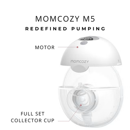 مضخة الثدي Momcozy All-in-One M5 المزدوجة القابلة للارتداء بدون استخدام اليدين، 3 أوضاع، 9 مستويات، رمادي