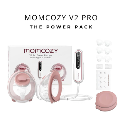 مضخة الثدي المزدوجة القابلة للارتداء Momcozy V2 Pro، بمواصفات المستشفيات، خفيفة الوزن للغاية وقوية الأداء.