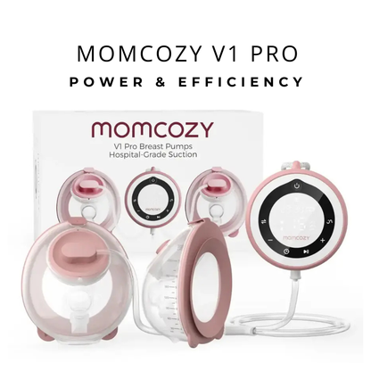 مضخة الثدي Momcozy V1 Pro مزدوجة القوة قابلة للارتداء، بجودة طبية، لون أبيض