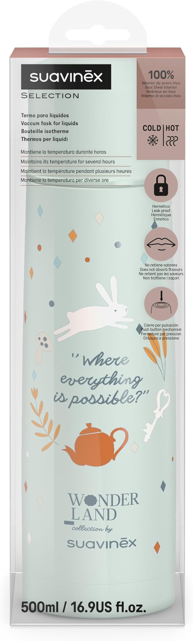 Suavinex 500ml Stainless Steel Thermos Flask for Newborns