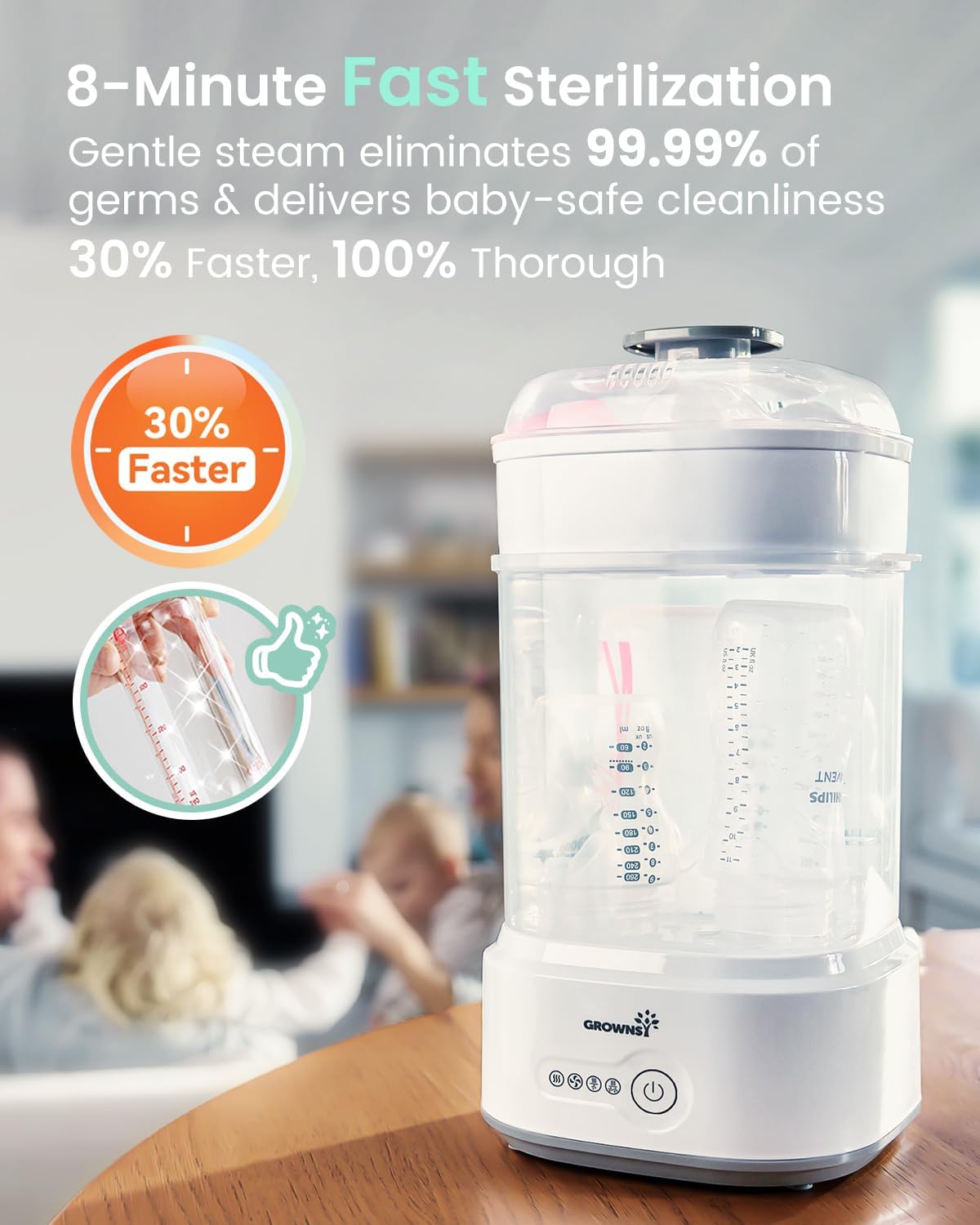 GROWNSY Baby Bottle Sterilizer and Dryer | Electric Steam Sterilizer