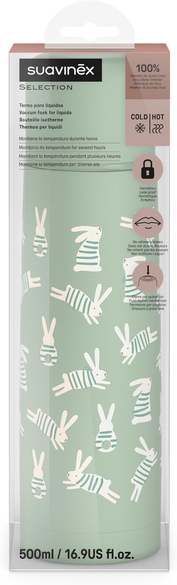 Suavinex 500ml Stainless Steel Thermos Flask for Newborns