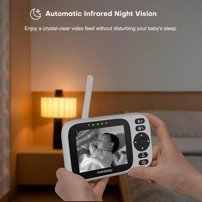 HelloBaby 3.2" Baby Monitor with Camera & Audio | No WiFi, Night Vision, PTZ, 2-Way Talk