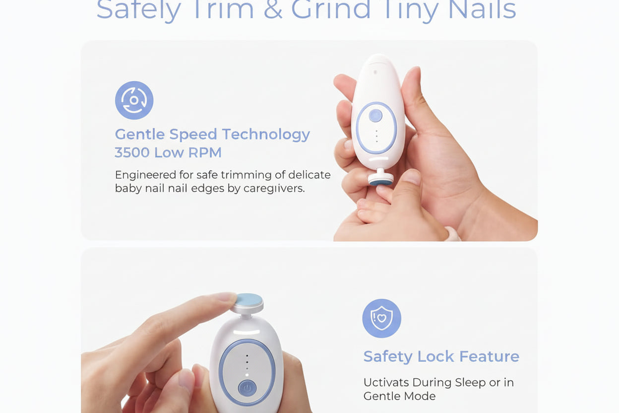 Momcozy Electric Baby Nail File with LED Light Safe Baby Nail Trimmer