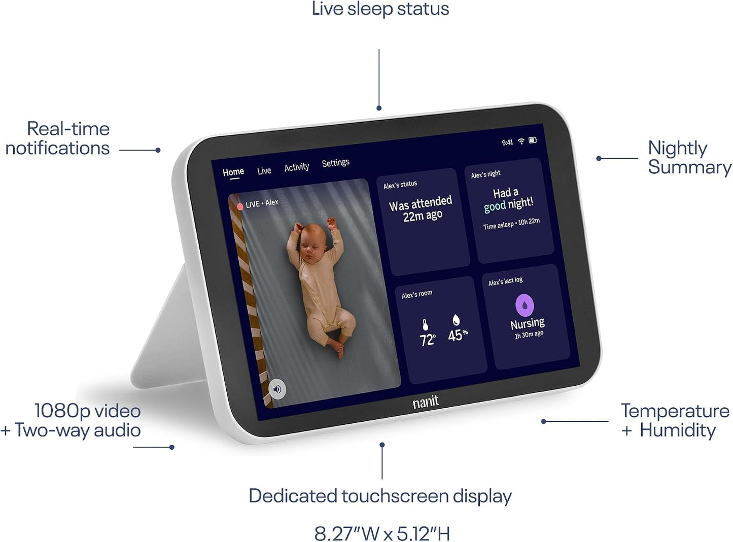 Nanit Display Screen for Smart Baby Monitor – 8" HD Touchscreen