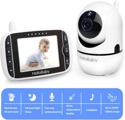 HelloBaby 3.2" Baby Monitor with Camera & Audio No WiFi | Night Vision