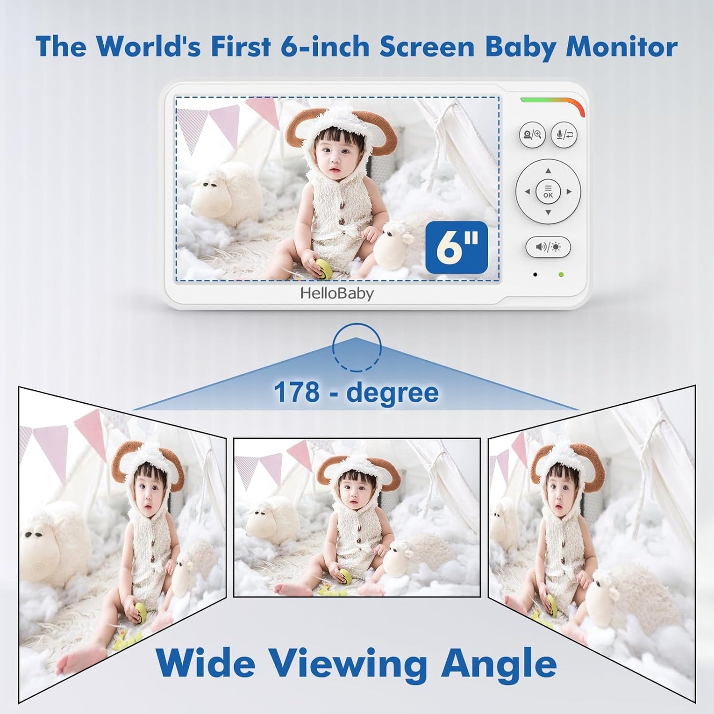 HelloBaby HB6560 6" IPS Baby Monitor with Camera No WiFi