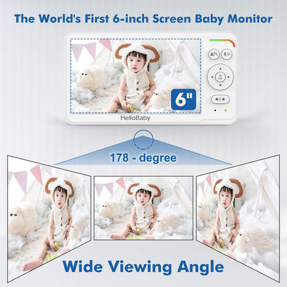 HelloBaby HB6560 6" IPS Baby Monitor with Camera No WiFi