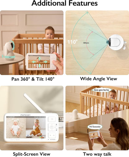 Momcozy BM03 Video Baby Monitor 5.5" 1080P Full HD WiFi-Free Monitor with Night Vision