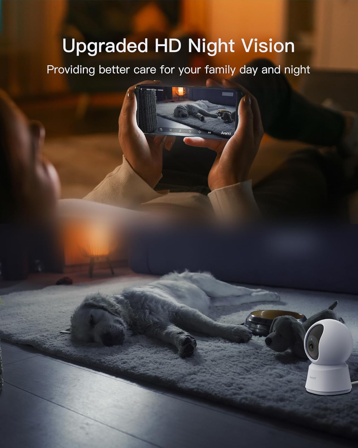 Arenti P2Q 4MP Smart Indoor Security Camera with Auto Tracking, Night Vision & Two-Way Audio
