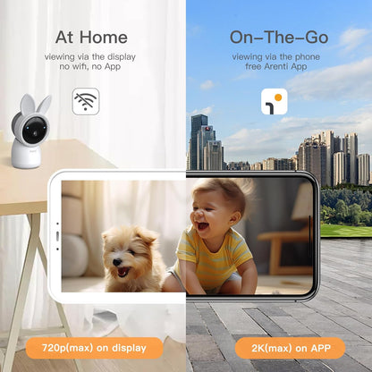 ARENTI 2K Smart Baby Monitor with 5-Inch Display, PTZ Camera, Cry & Motion Detection