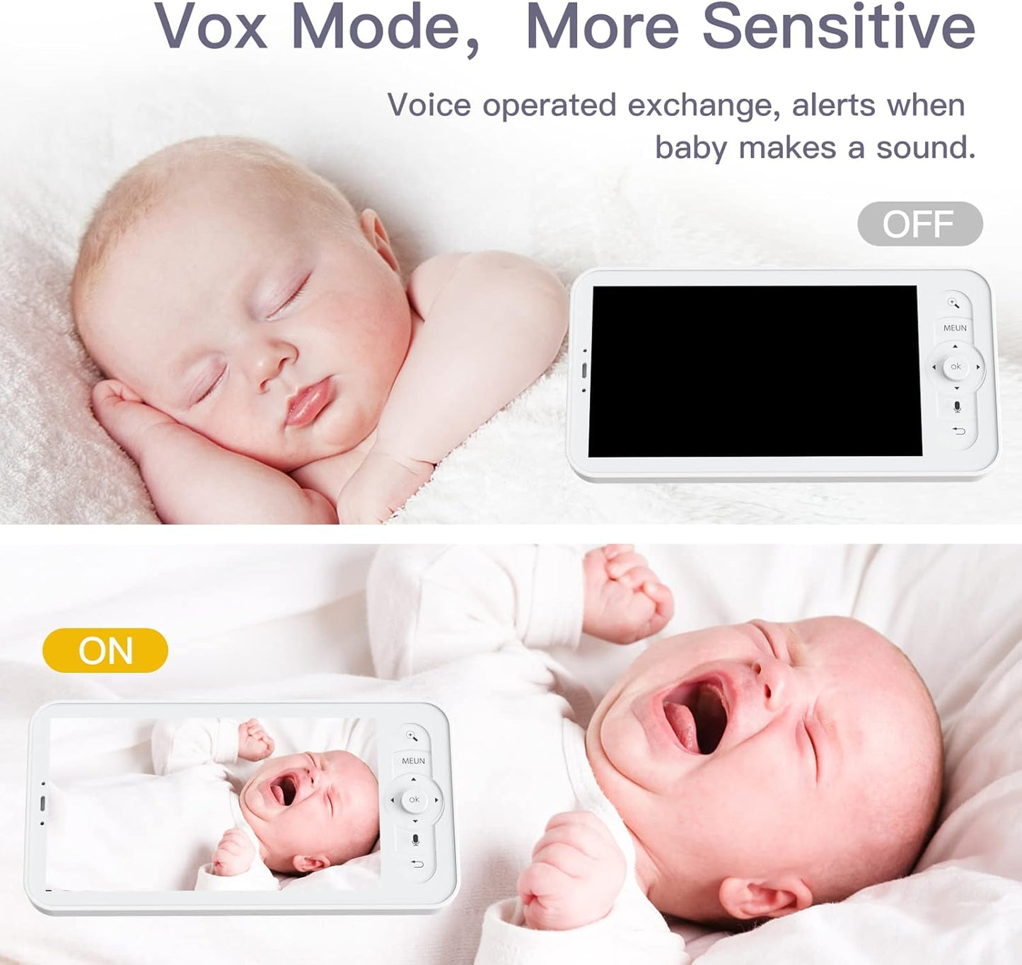 ARENTI 2K Smart Baby Monitor with 5-Inch Display, PTZ Camera, Cry & Motion Detection