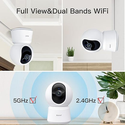 ARENTI P2Q-Speed12 4MP Indoor Security Camera with 355° Pan & Tilt, 5GHz WiFi & Night Vision