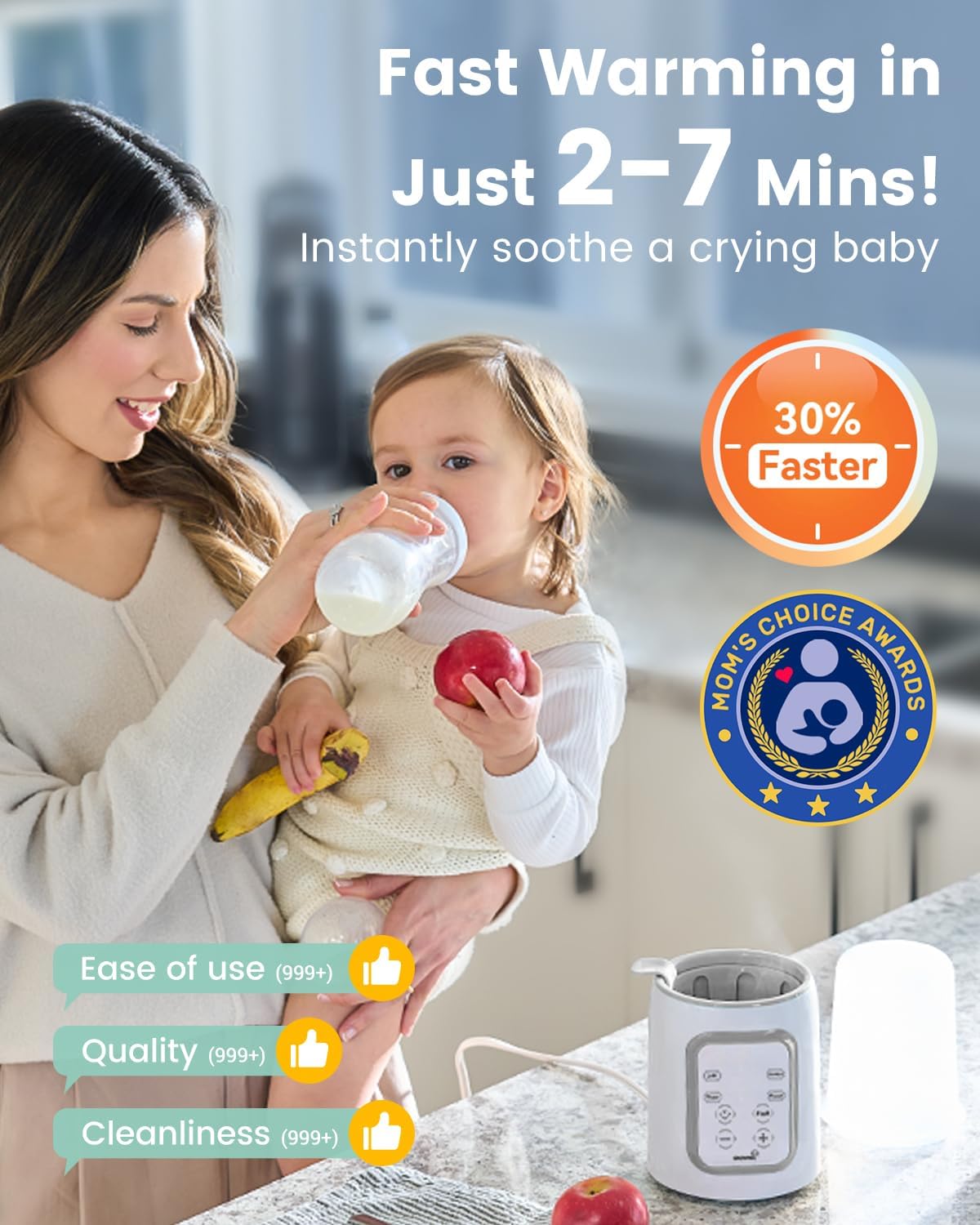 GROWNSY 10-in-1 Fast Baby Bottle Warmer & Sterilizer | Smart Milk Warmer