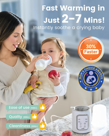 GROWNSY 10-in-1 Fast Baby Bottle Warmer & Sterilizer | Smart Milk Warmer