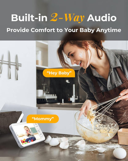 ARENTI AInanny Baby Monitor with 2 Cameras, 5" Display, 2K Video, Cry & Motion Detection