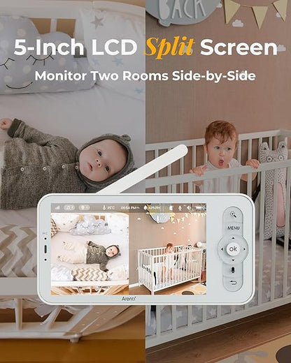 ARENTI AInanny Baby Monitor with 2 Cameras, 5" Display, 2K Video, Cry & Motion Detection