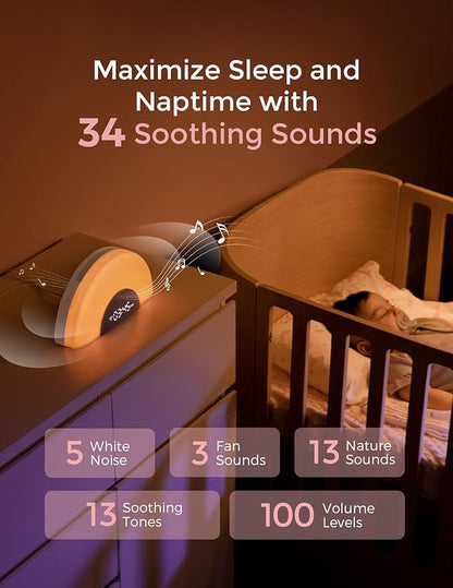 Momcozy WN05 Baby Sound Machine & Night Light with App Control, White Noise & Sunrise Alarm
