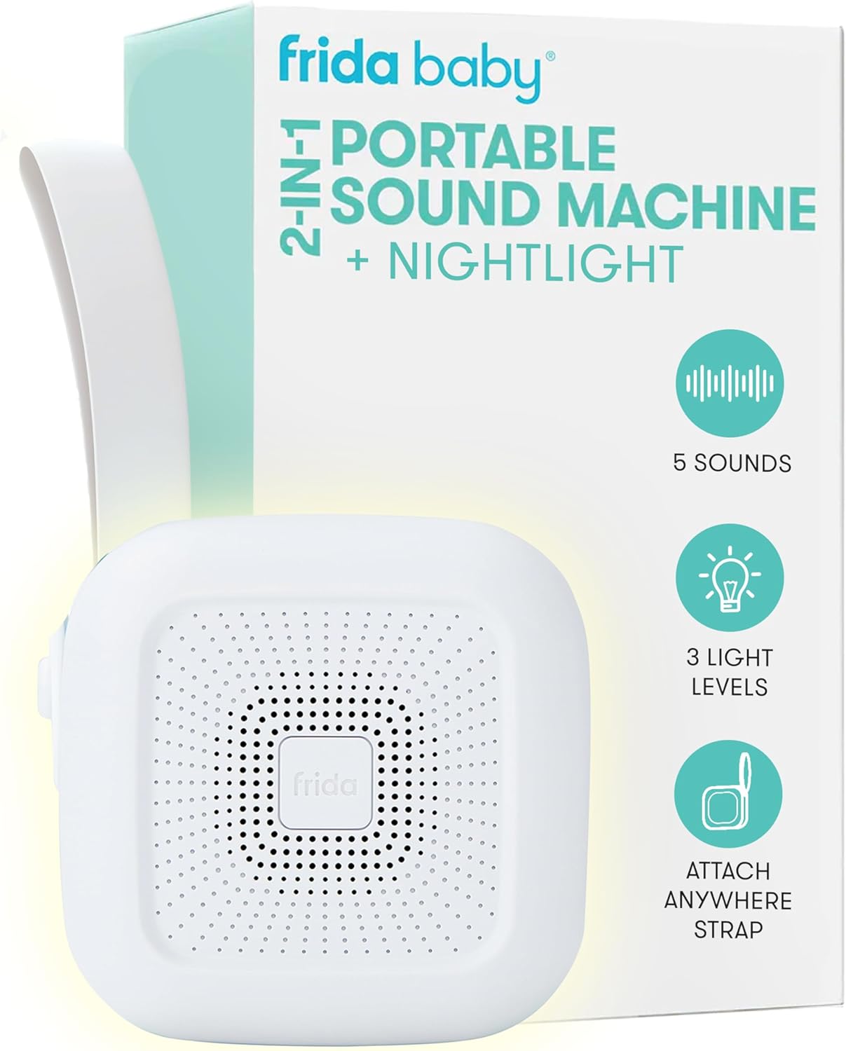 Frida Baby 2-in-1 Portable Sound Machine & Nightlight – White Noise for Baby Sleep