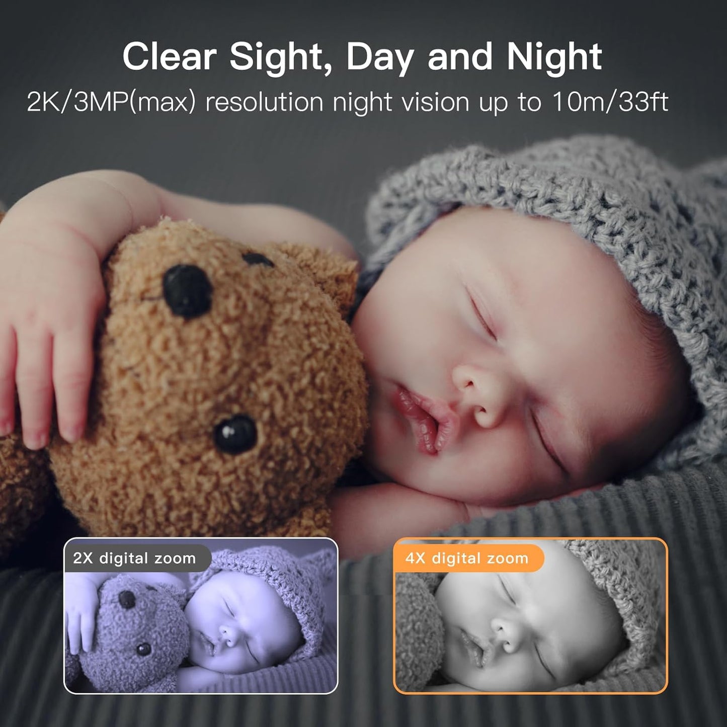 ARENTI 2K Smart Baby Monitor with 5-Inch Display, PTZ Camera, Cry & Motion Detection