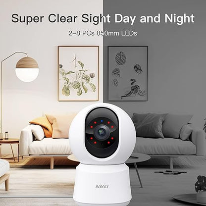 ARENTI P2Q-Speed12 4MP Indoor Security Camera with 355° Pan & Tilt, 5GHz WiFi & Night Vision