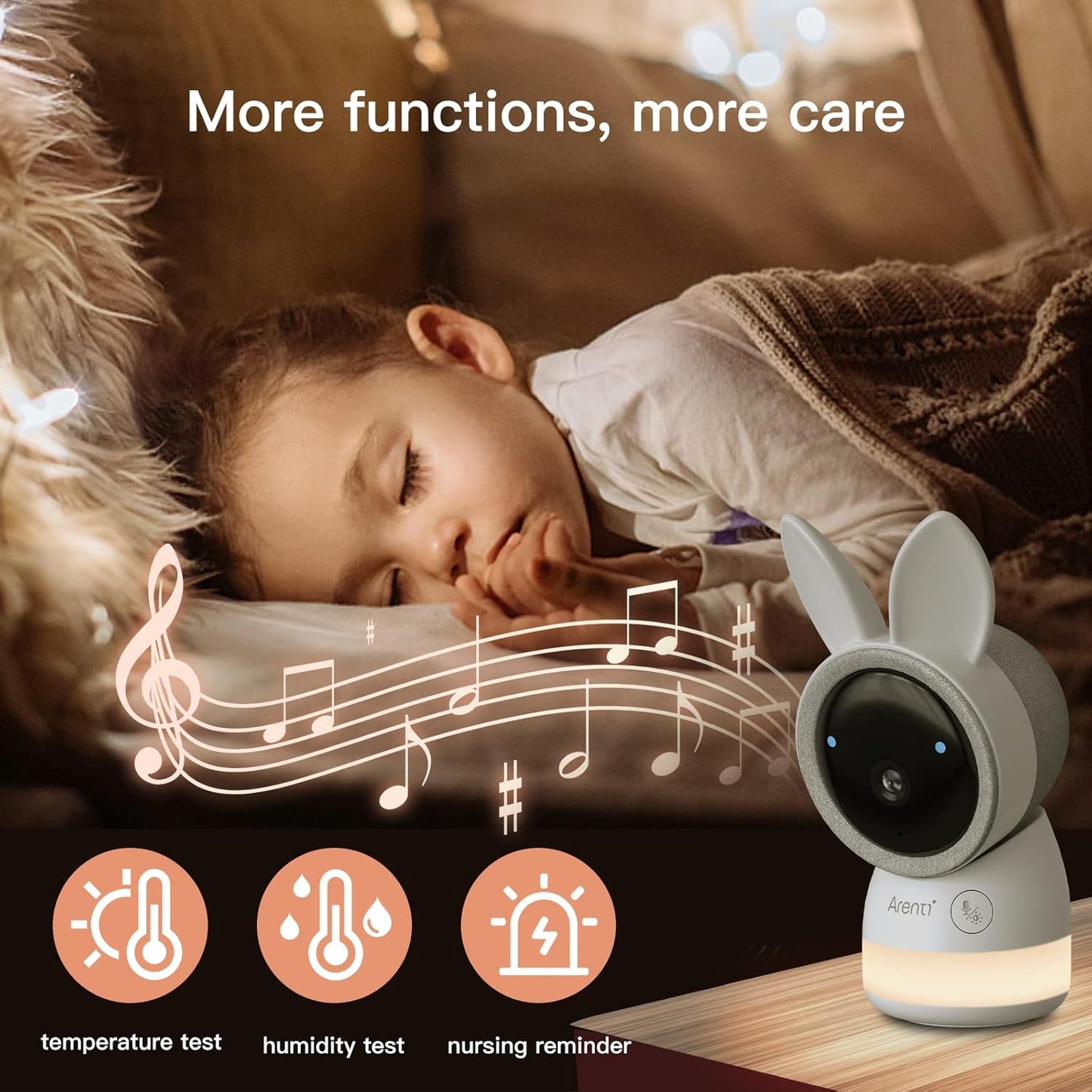 ARENTI 2K Smart Baby Monitor with 5-Inch Display, PTZ Camera, Cry & Motion Detection