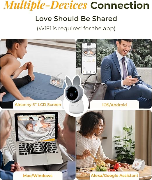 ARENTI AInanny Baby Monitor with 2 Cameras, 5" Display, 2K Video, Cry & Motion Detection