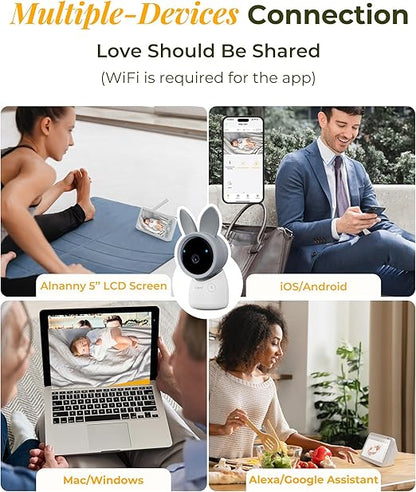 ARENTI AInanny Baby Monitor with 2 Cameras, 5" Display, 2K Video, Cry & Motion Detection