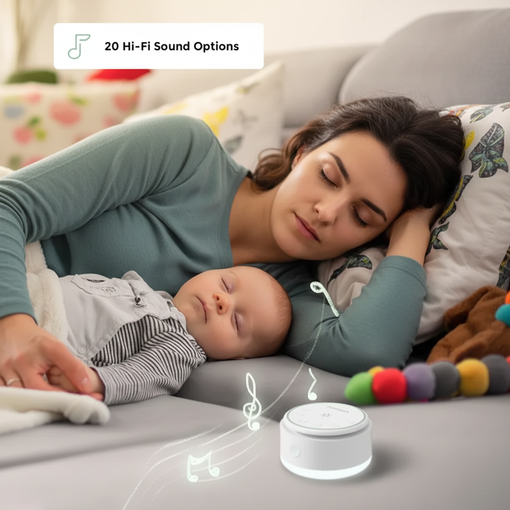 جهاز Momcozy المحمول لإصدار الضوضاء البيضاء مع ضوء ليلي