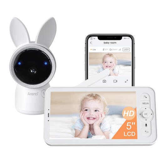 ARENTI 2K Smart Baby Monitor with 5-Inch Display, PTZ Camera, Cry & Motion Detection