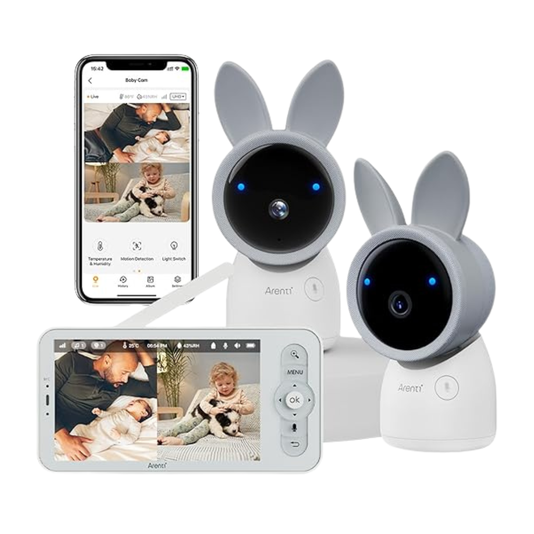 ARENTI AInanny Baby Monitor with 2 Cameras, 5" Display, 2K Video, Cry & Motion Detection