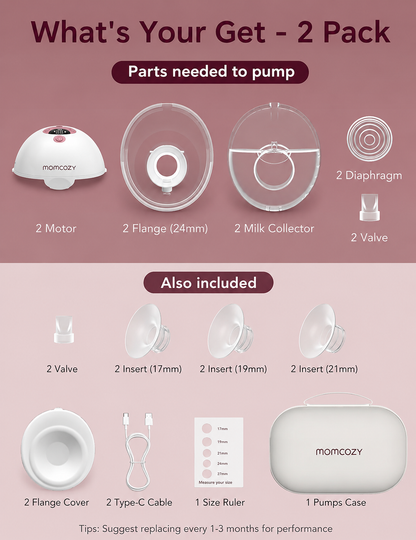 Momcozy All-in-One M5 Double "Smart" Hands Free Wearable Breast Pump 3 Modes 9 Levels Cozy Red