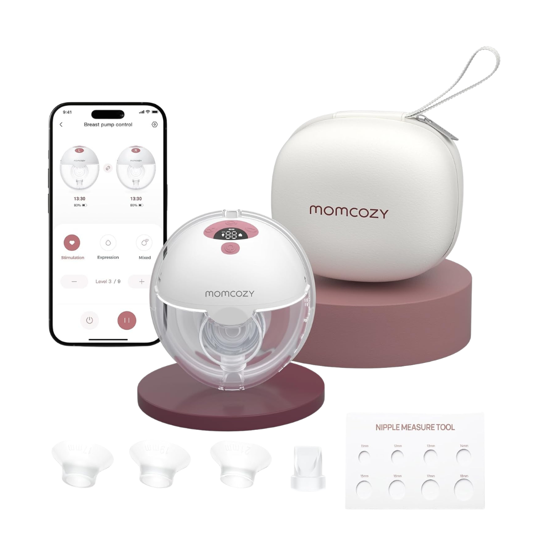 Momcozy All-in-One M5 Single "Smart" Hands Free Wearable Breast Pump 3 Modes 9 Levels Cozy Red