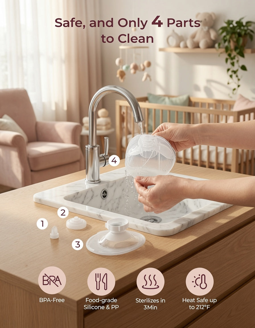 Momcozy All-in-One M5 Double "Smart" Hands Free Wearable Breast Pump 3 Modes 9 Levels Cozy Red
